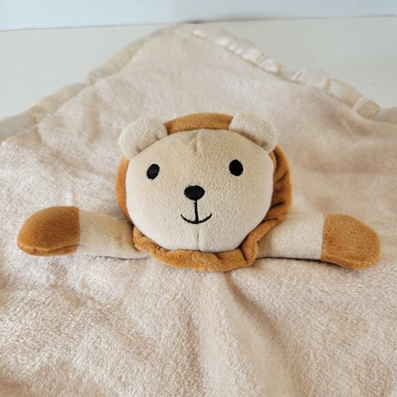 Lion Lovey Security Blanket Tan Satin Trim  15"x15" Plush Toy Pro Goleem - Picture 12 of 12